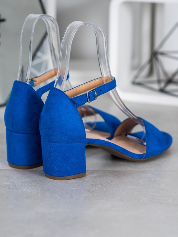 Modré sandálky na podpätku