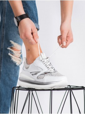Bielo-šedé sneakersy z kože