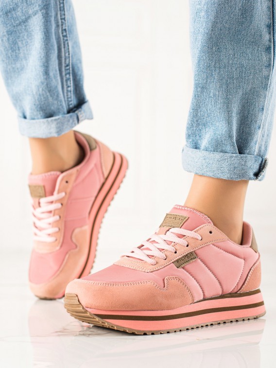 Ružové sneakersy z kože